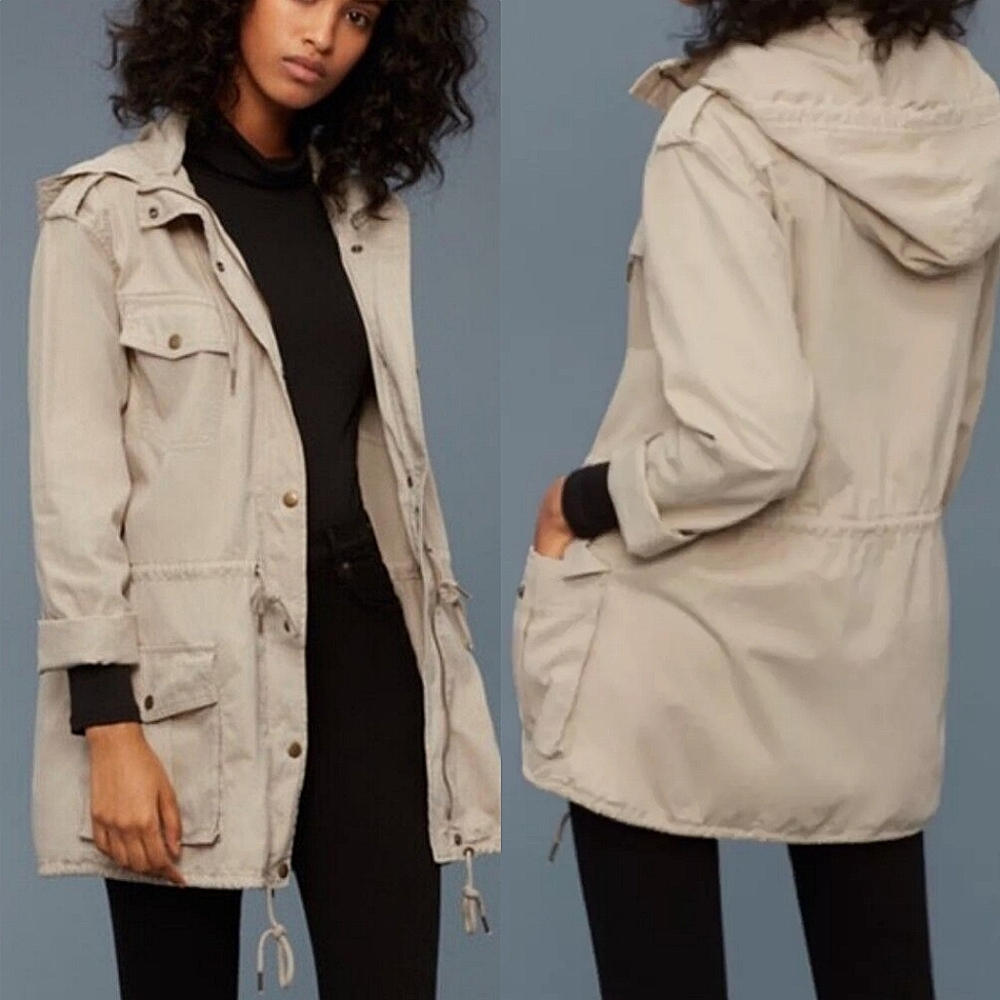 Aritzia Talula Women's Beige Hooded Utility Zip-Up Jacket 🧥